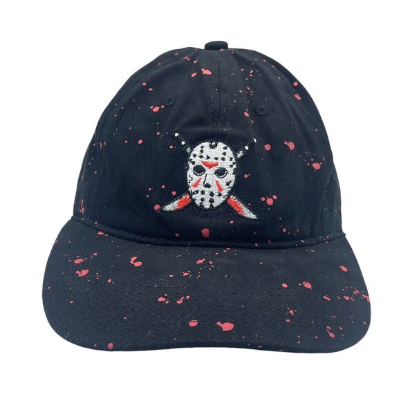 Jason Hat Friday the 13th Blood Splattered Black Strapback OSFM Adjustable - Picture 1 of 6